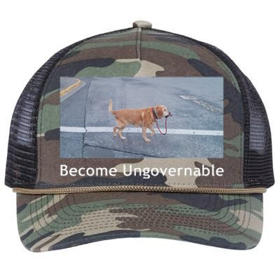 Become Ungovernable Funny Dog Meme Men Women Retro Rope Trucker Hat Cap