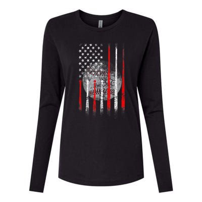 Baseball Usa Flag American Flag Patriotic 4th Of July Womens Cotton Relaxed Long Sleeve T-Shirt