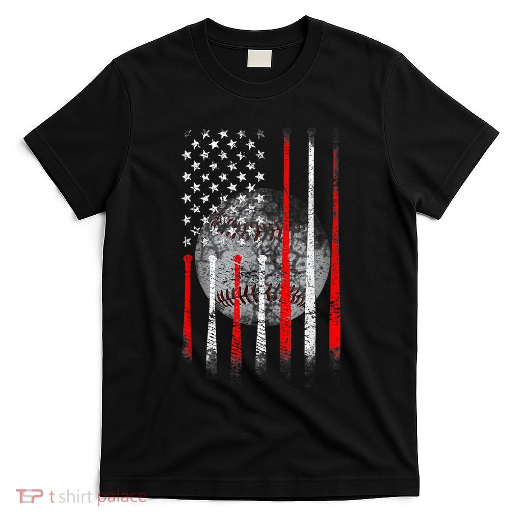 Baseball Usa Flag American Flag Patriotic 4th Of July T-Shirt
