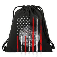 Baseball Usa Flag American Flag Patriotic 4th Of July Drawstring Bag