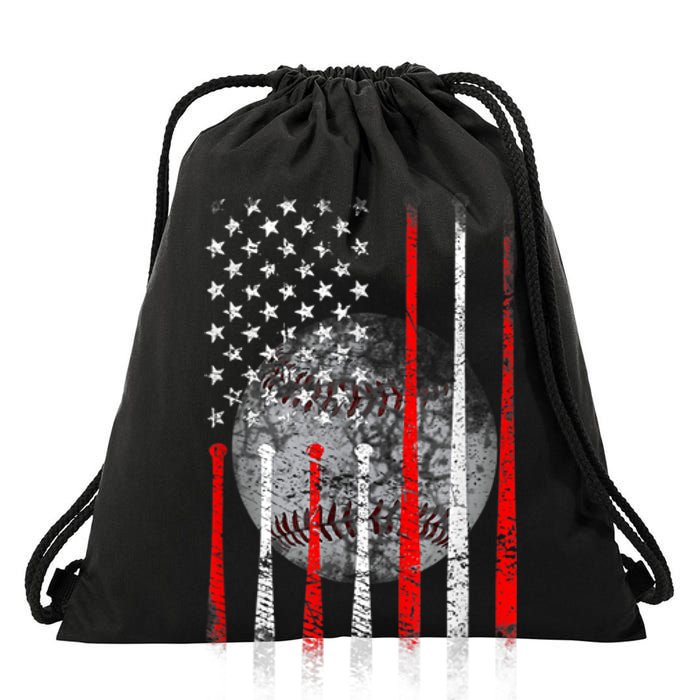 Baseball Usa Flag American Flag Patriotic 4th Of July Drawstring Bag