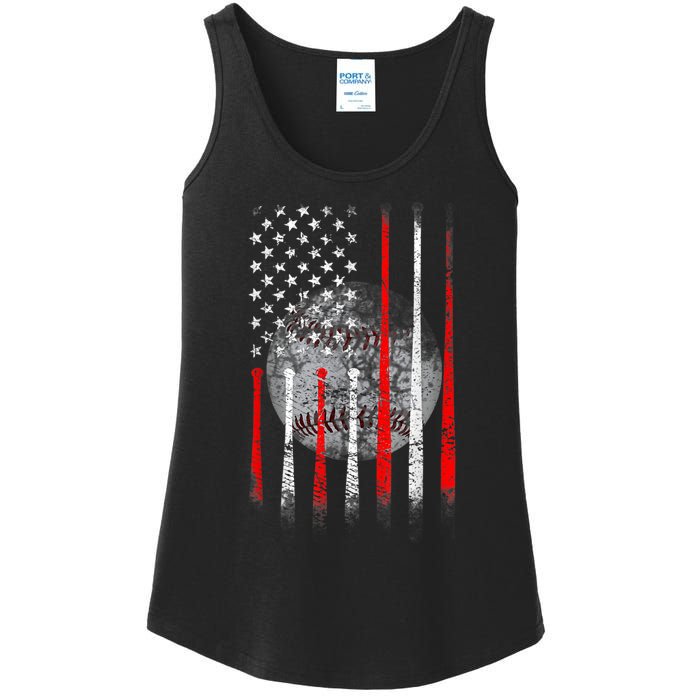 Baseball Usa Flag American Flag Patriotic 4th Of July Ladies Essential Tank