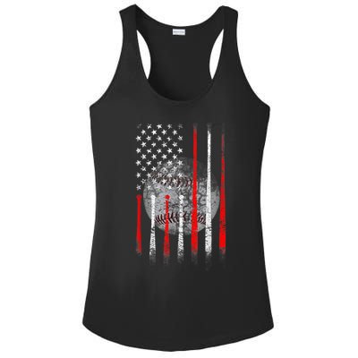 Baseball Usa Flag American Flag Patriotic 4th Of July Ladies PosiCharge Competitor Racerback Tank