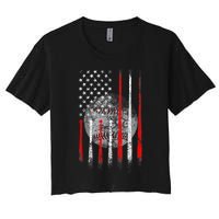 Baseball Usa Flag American Flag Patriotic 4th Of July Women's Crop Top Tee