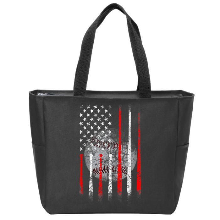 Baseball Usa Flag American Flag Patriotic 4th Of July Zip Tote Bag