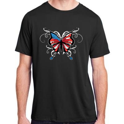 Butterfly Usa Flag Cute 4th Of July Funny American Gift Adult ChromaSoft Performance T-Shirt