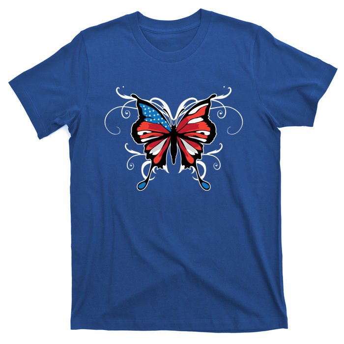 Butterfly Usa Flag Cute 4th Of July Funny American Gift T-Shirt