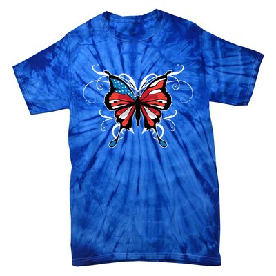 Butterfly Usa Flag Cute 4th Of July Funny American Gift Tie-Dye T-Shirt