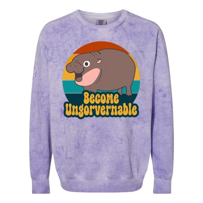 Become Ungovernable Funny Hippo Colorblast Crewneck Sweatshirt