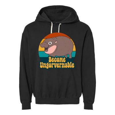 Become Ungovernable Funny Hippo Garment-Dyed Fleece Hoodie