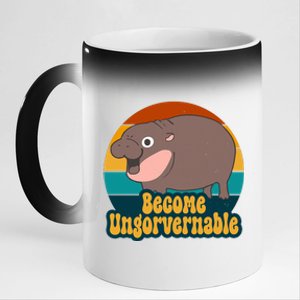 Become Ungovernable Funny Hippo 11oz Black Color Changing Mug