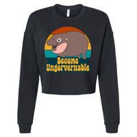 Become Ungovernable Funny Hippo Cropped Pullover Crew