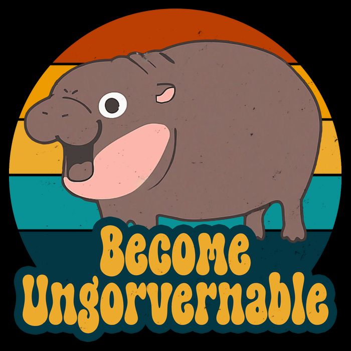 Become Ungovernable Funny Hippo Cropped Pullover Crew