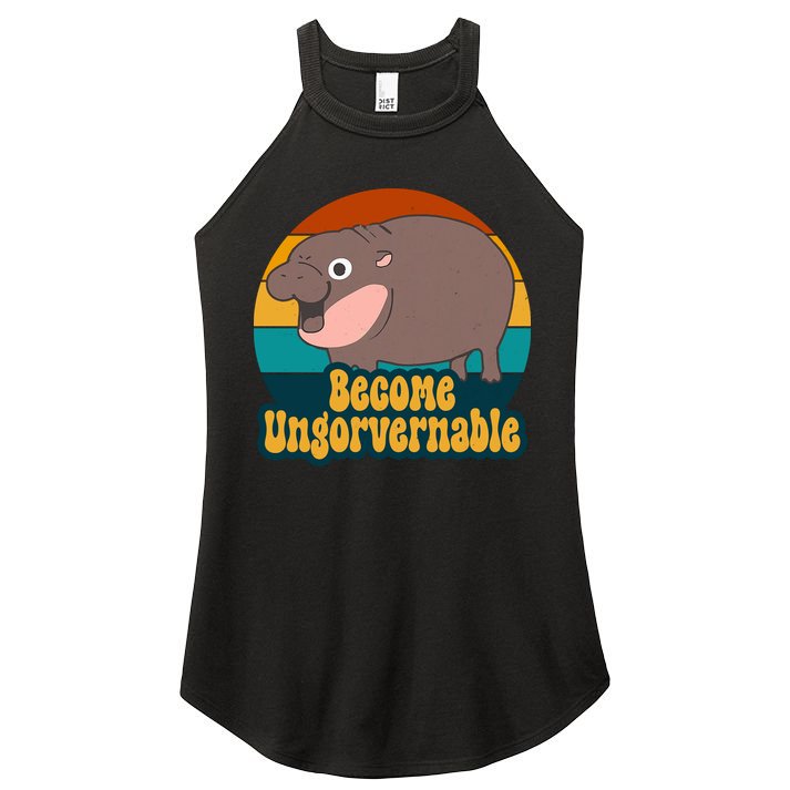 Become Ungovernable Funny Hippo Women's Perfect Tri Rocker Tank