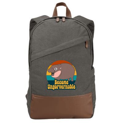 Become Ungovernable Funny Hippo Cotton Canvas Backpack