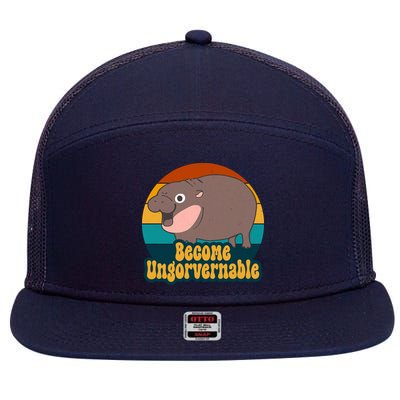 Become Ungovernable Funny Hippo 7 Panel Mesh Trucker Snapback Hat