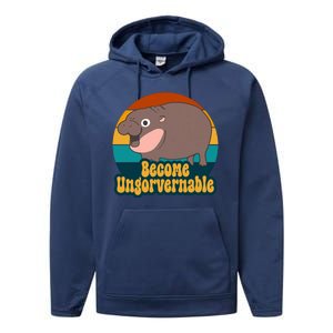 Become Ungovernable Funny Hippo Performance Fleece Hoodie