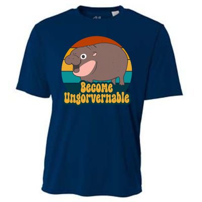 Become Ungovernable Funny Hippo Cooling Performance Crew T-Shirt