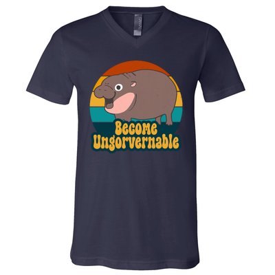 Become Ungovernable Funny Hippo V-Neck T-Shirt