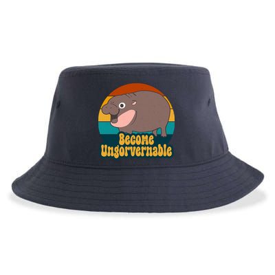 Become Ungovernable Funny Hippo Sustainable Bucket Hat