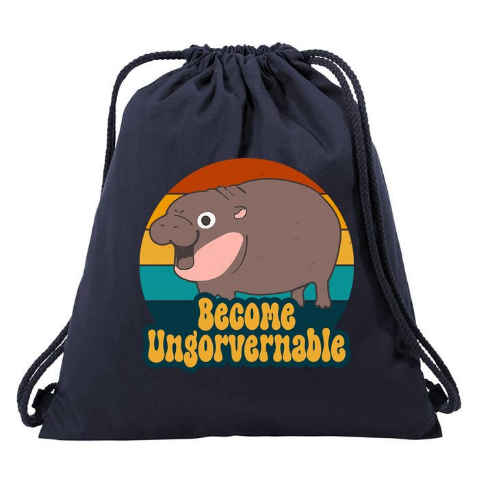 Become Ungovernable Funny Hippo Drawstring Bag
