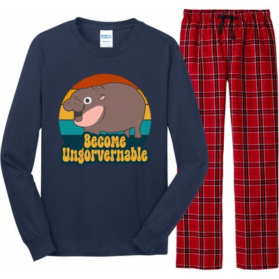 Become Ungovernable Funny Hippo Long Sleeve Pajama Set