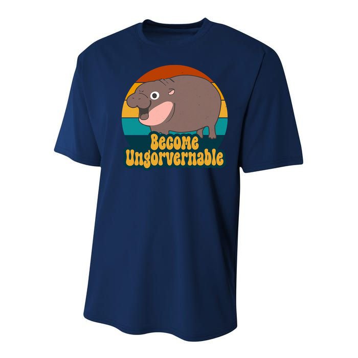Become Ungovernable Funny Hippo Youth Performance Sprint T-Shirt