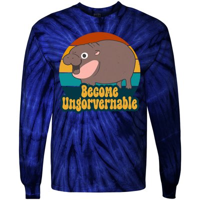 Become Ungovernable Funny Hippo Tie-Dye Long Sleeve Shirt