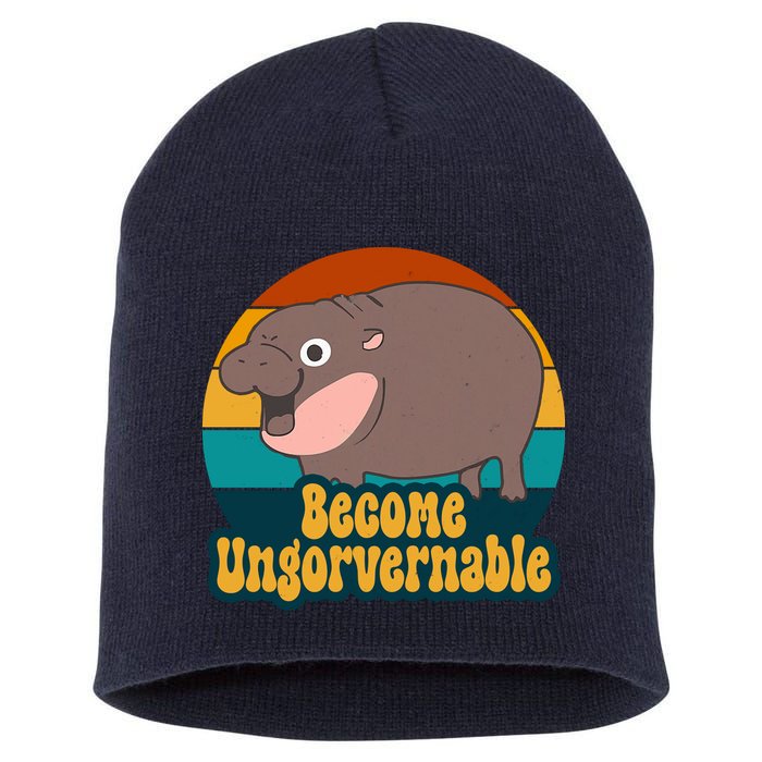 Become Ungovernable Funny Hippo Short Acrylic Beanie
