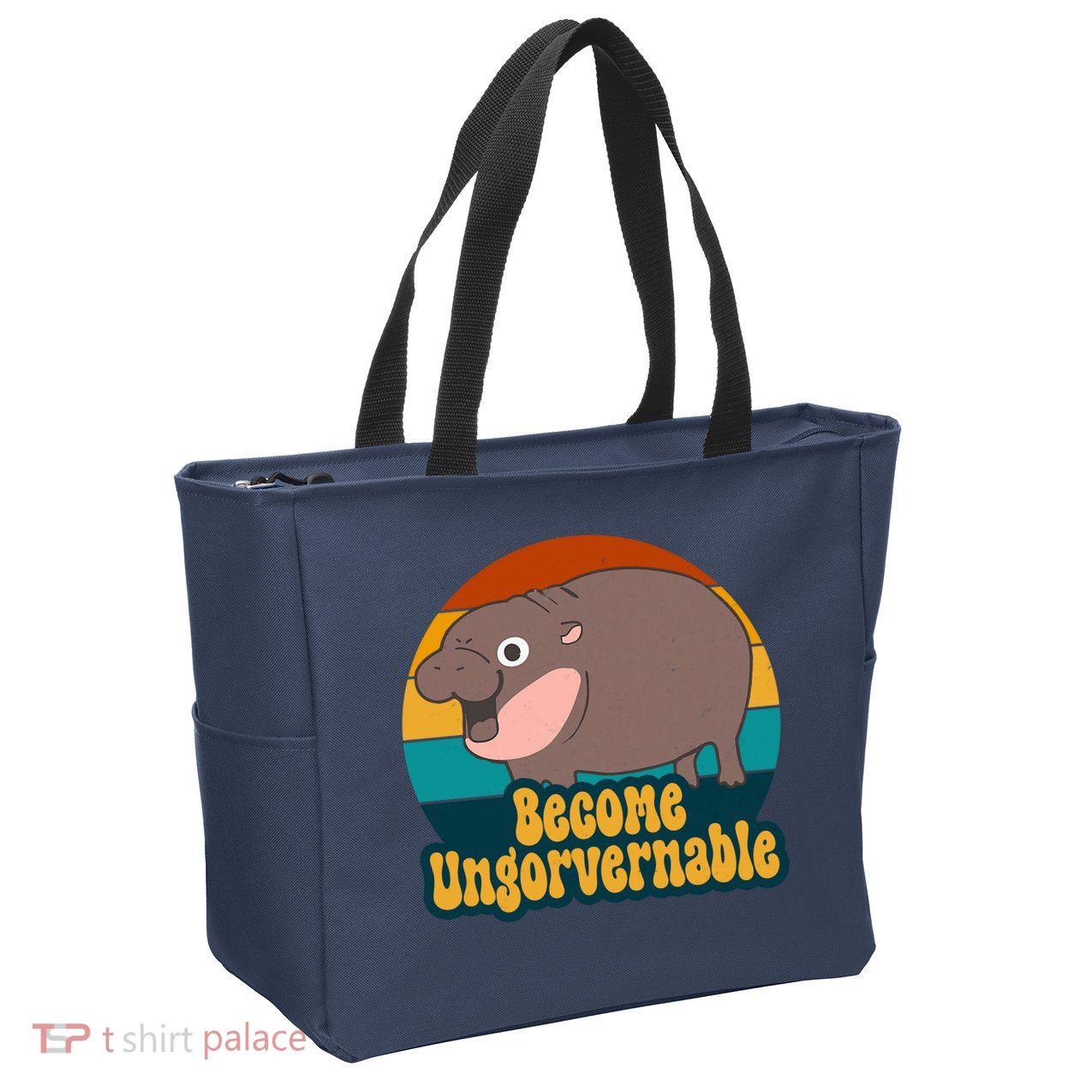 Become Ungovernable Funny Hippo Zip Tote Bag