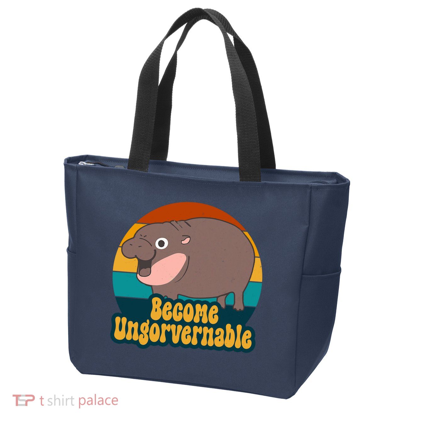 Become Ungovernable Funny Hippo Zip Tote Bag