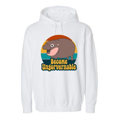 Become Ungovernable Funny Hippo Garment-Dyed Fleece Hoodie