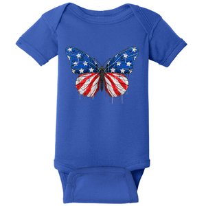 Butterfly Usa Flag 4th Of July Us Cute Gift Baby Bodysuit