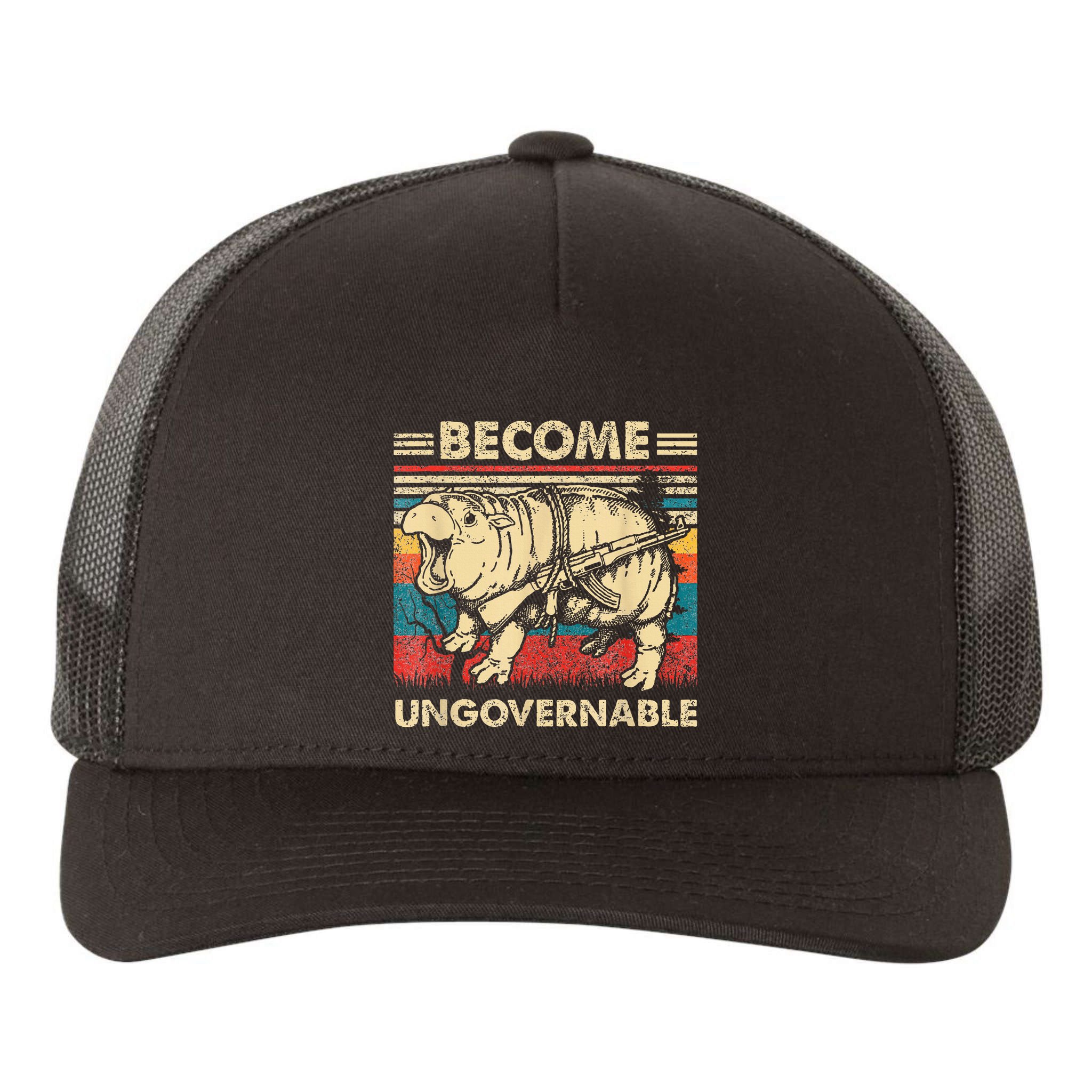 Become Ungovernable Funny Moodeng Cute Baby Hippo Meme Yupoong Adult 5-Panel Trucker Hat