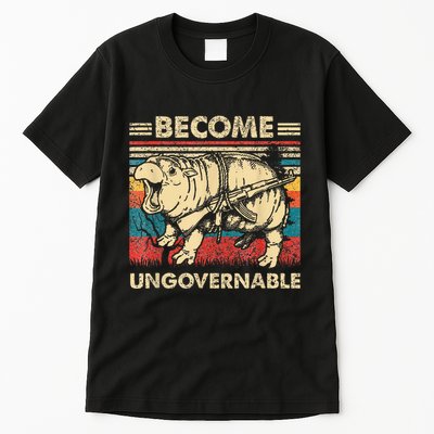 Become Ungovernable Funny Moodeng Cute Baby Hippo Meme Tall T-Shirt