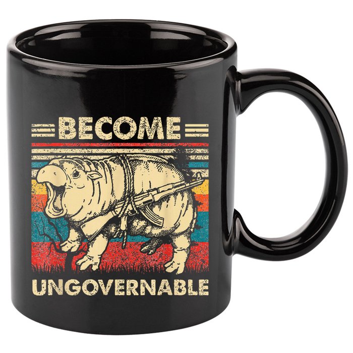Become Ungovernable Funny Moodeng Cute Baby Hippo Meme 11oz C Handle Ceramic Mug