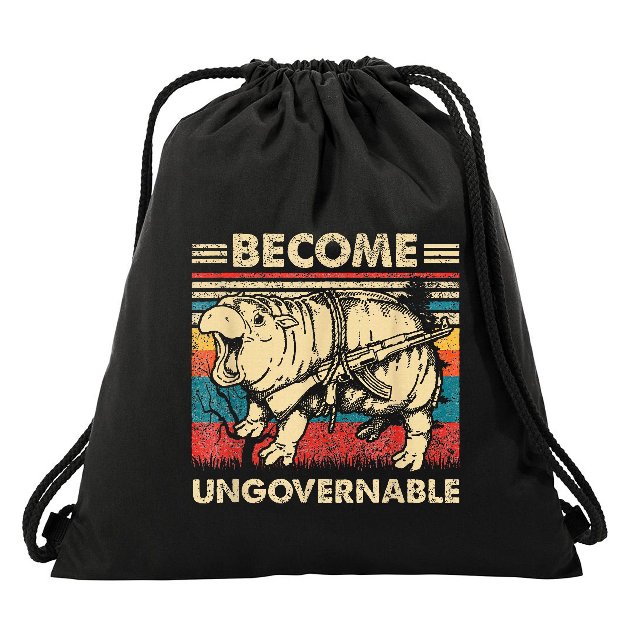 Become Ungovernable Funny Moodeng Cute Baby Hippo Meme Drawstring Bag