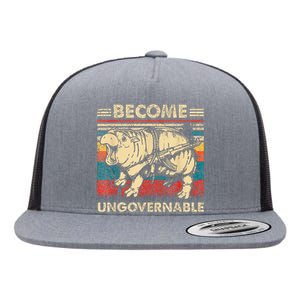 Become Ungovernable Funny Moodeng Cute Baby Hippo Meme Flat Bill Trucker Hat