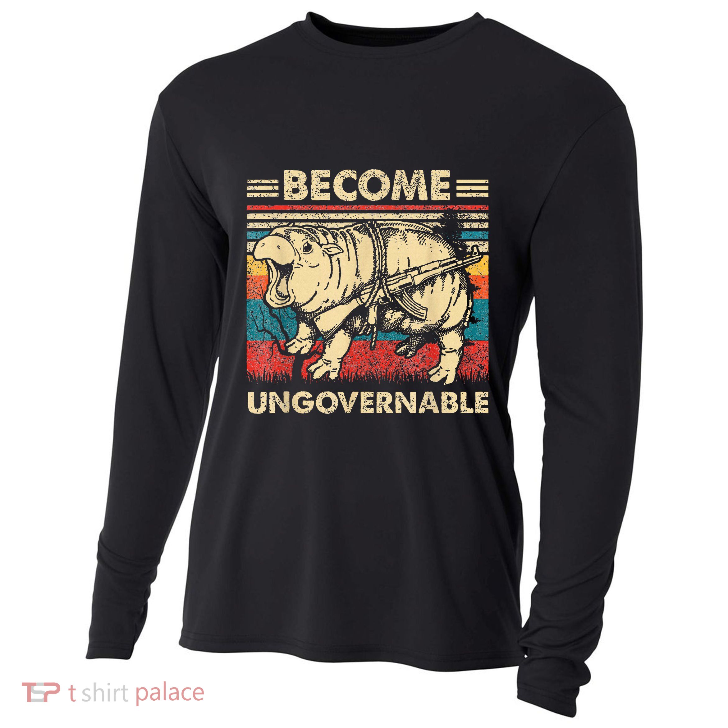 Become Ungovernable Funny Moodeng Cute Baby Hippo Meme Cooling Performance Long Sleeve Crew