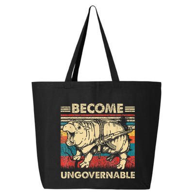 Become Ungovernable Funny Moodeng Cute Baby Hippo Meme 25L Jumbo Tote