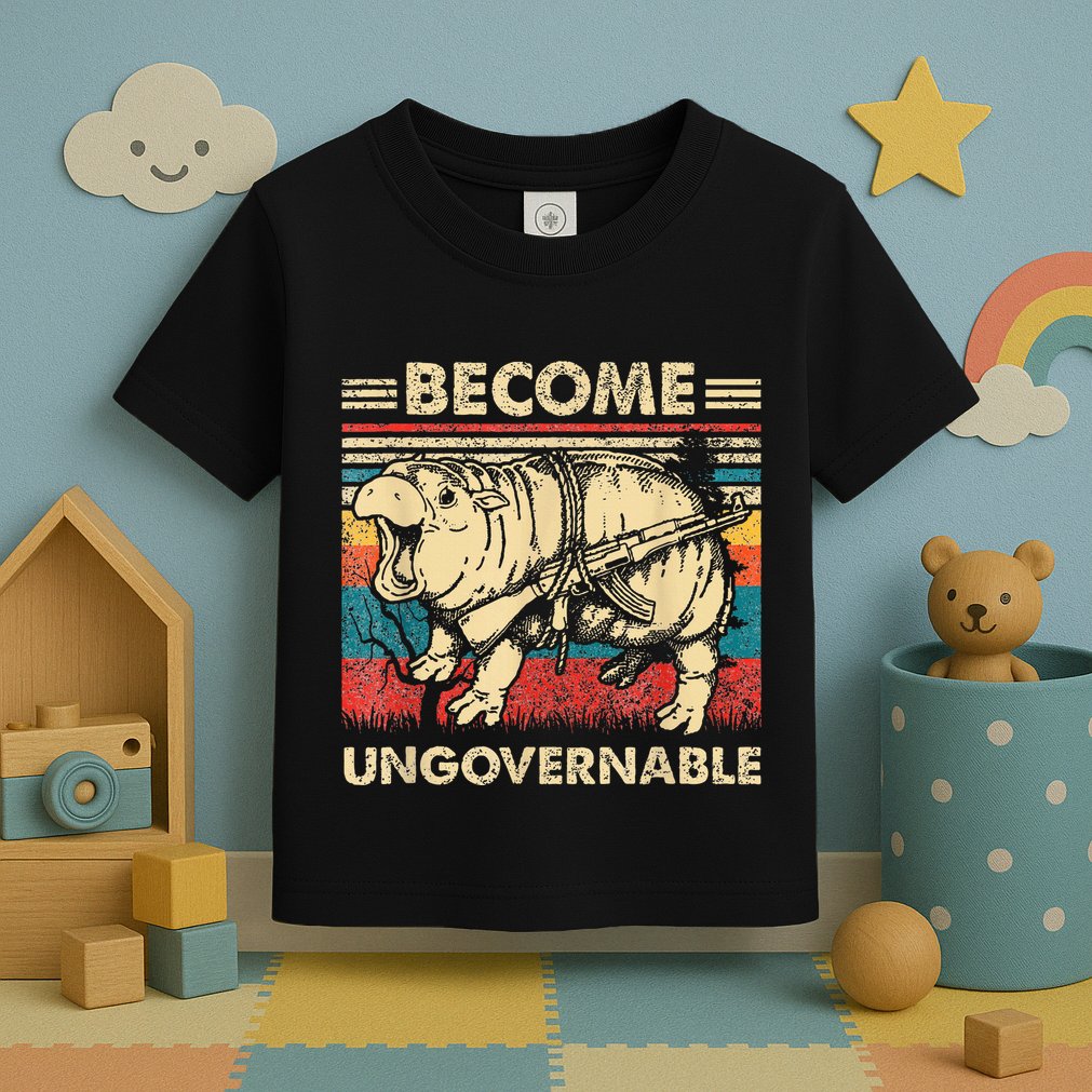 Become Ungovernable Funny Moodeng Cute Baby Hippo Meme Toddler T-Shirt