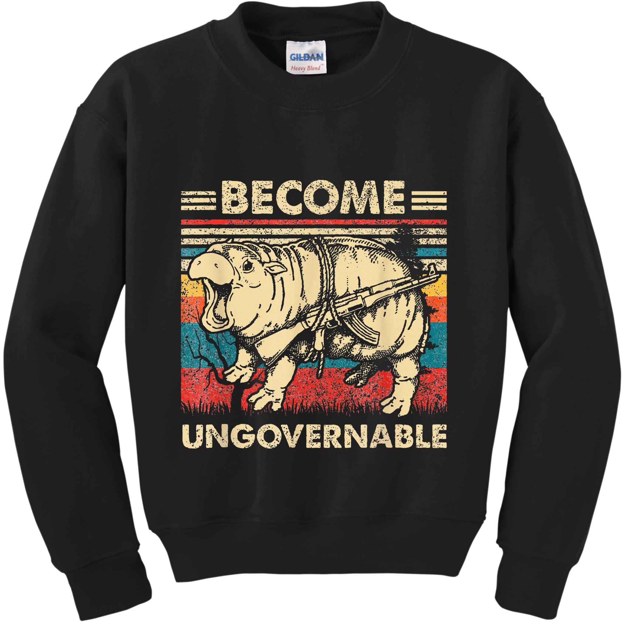 Become Ungovernable Funny Moodeng Cute Baby Hippo Meme Kids Sweatshirt
