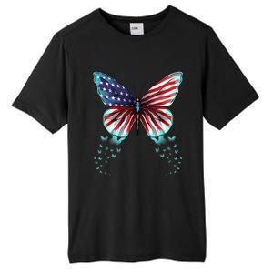 Butterfly Usa Flag Cute 4th Of July Funny American Gift Tall Fusion ChromaSoft Performance T-Shirt