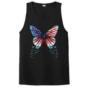 Butterfly Usa Flag Cute 4th Of July Funny American Gift PosiCharge Competitor Tank