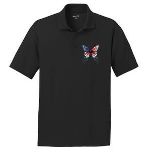 Butterfly Usa Flag Cute 4th Of July Funny American Gift PosiCharge RacerMesh Polo