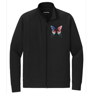 Butterfly Usa Flag Cute 4th Of July Funny American Gift Stretch Full-Zip Cadet Jacket