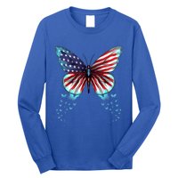 Butterfly Usa Flag Cute 4th Of July Funny American Gift Long Sleeve Shirt