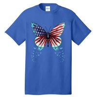 Butterfly Usa Flag Cute 4th Of July Funny American Gift Tall T-Shirt