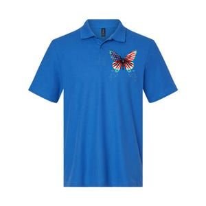 Butterfly Usa Flag Cute 4th Of July Funny American Gift Softstyle Adult Sport Polo