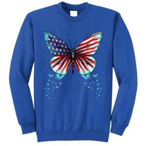 Butterfly Usa Flag Cute 4th Of July Funny American Gift Tall Sweatshirt